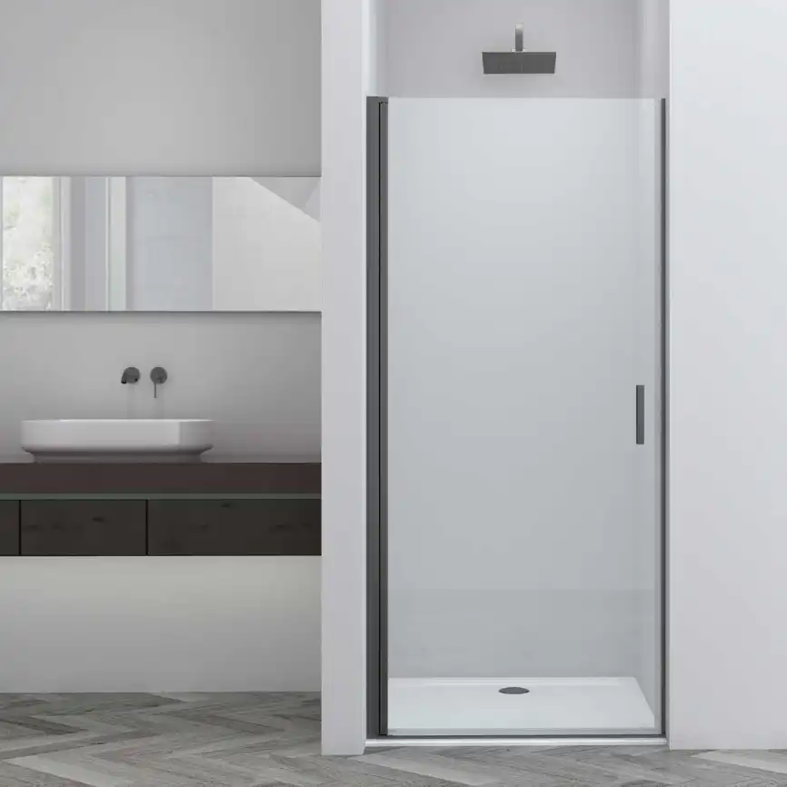 Душевая дверь Vincea Alpha 60 VDP-3AL600CLGM, распашная, профиль вороненая сталь, стекло прозрачное фото 1