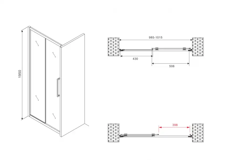 Душевая дверь Abber Schwarzer Diamant 100 см, AG30100H, профиль Хром, стекло Прозрачное фото 5
