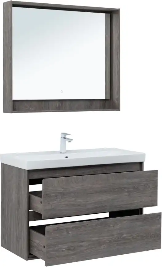 Тумба под раковину Aquanet Милан 100 дуб рошелье, подвесная, 336375 фото 13