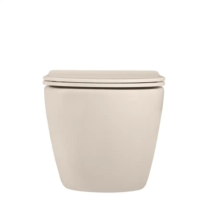 Подвесной унитаз ABBER Bequem AC1101MBE светло-бежевый матовый, безободковый, с сиденьем микролифт фото 6