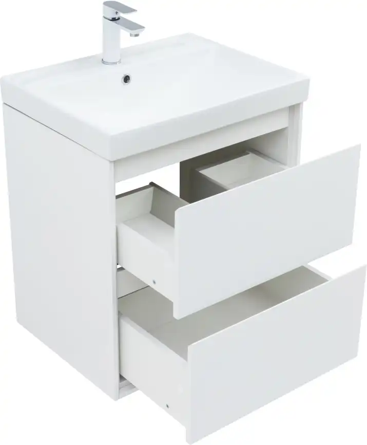 Тумба под раковину Aquanet Милан 60 белый глянец, подвесная, 336367 фото 10
