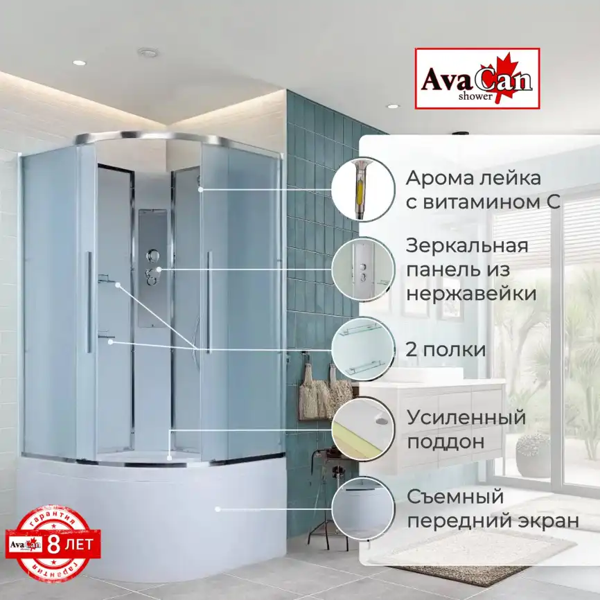 Душевая кабина AvaCan EM5080N 80x80 см, высокий поддон, без крыши фото 2