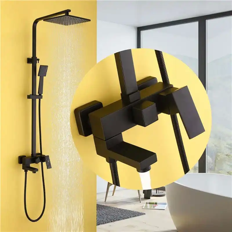 Душевая стойка ABBER Daheim AF8216B с изливом, черная матовая фото 3