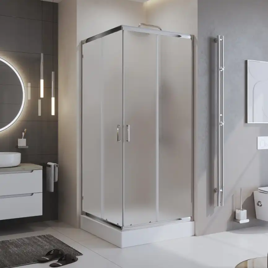 Душевой уголок BelBagno UNO-195-A-2-80-P-Cr профиль Хром стекло Рифленное фото 1