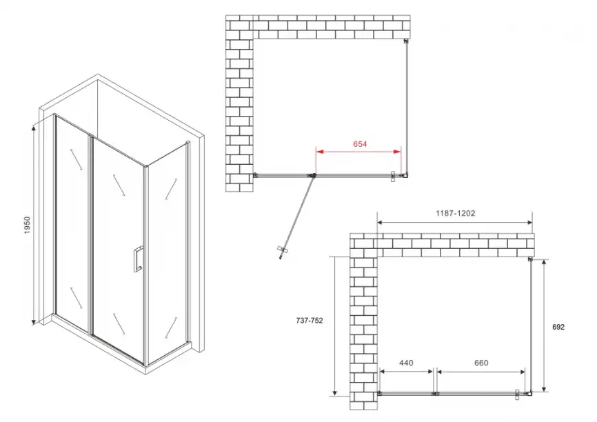 Душевой уголок ABBER Sonnenstrand 120х75 см, AG04120S-S75, профиль хром, стекло прозрачное фото 4