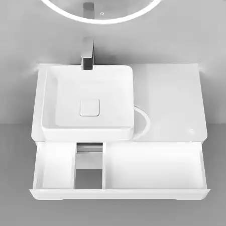 Тумба под раковину Jorno SHINE 90 Shi.01.90/P/W Белая фото 6