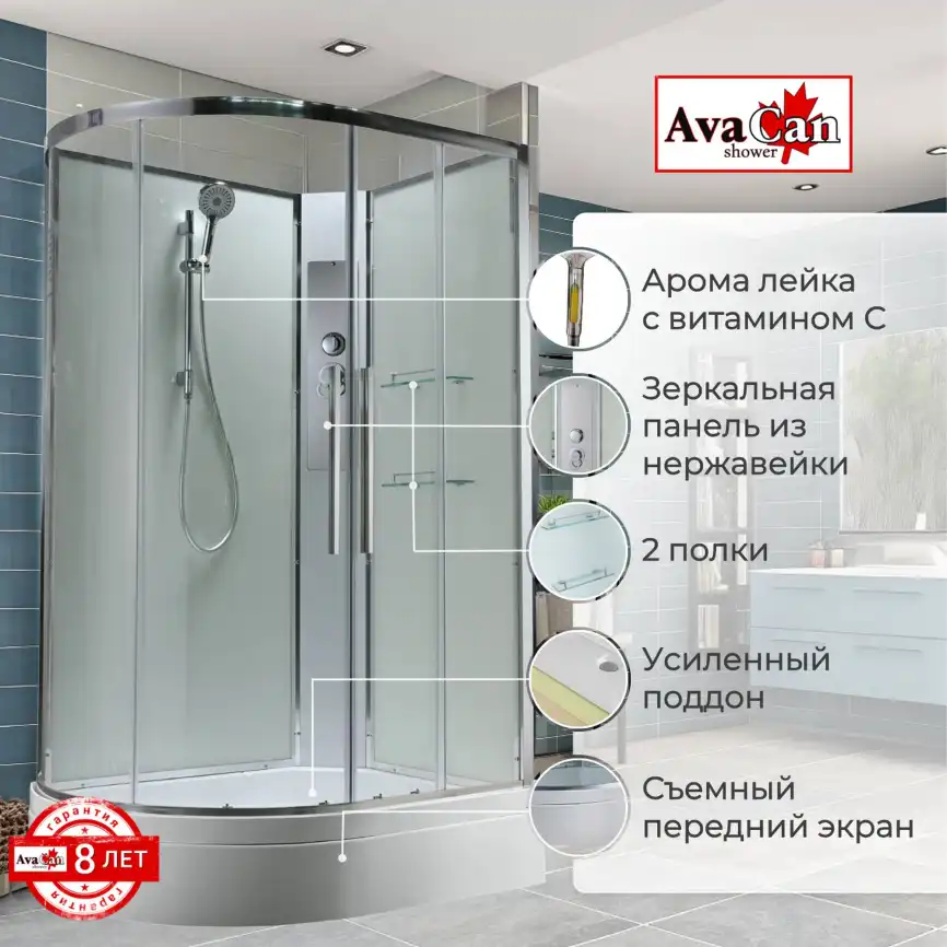 Душевая кабина AvaCan EM3912RNT 120x90 см, средний поддон, без крыши, правая фото 2