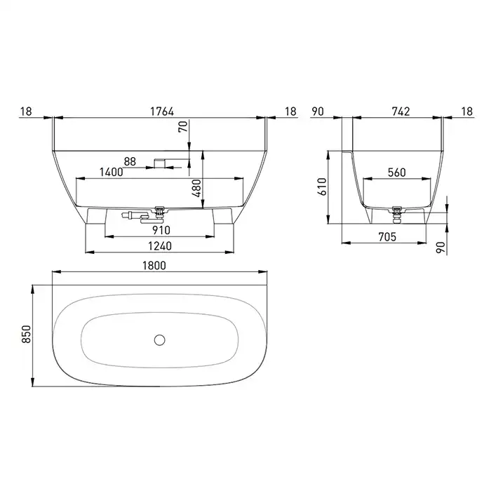 Ванна Salini SOFIA WALL 160х80 102517G из материала S-Sense, Белая глянцевая фото 5