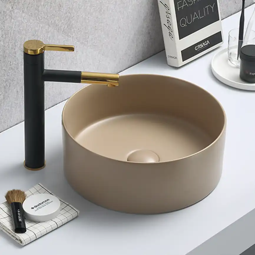 Раковина AVS Лилиан 36x36 бежевая матовая фото 4