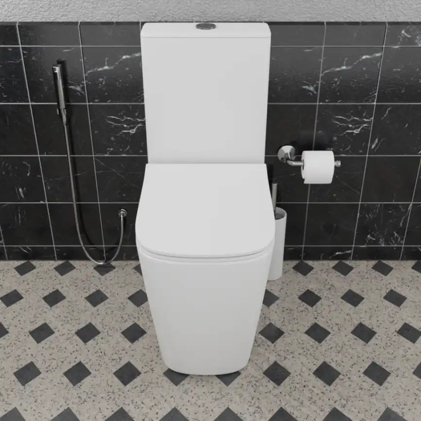 Унитаз-компакт Ceramalux 1288A, безободковый, с бачком и сидением микролифт Белый фото 4