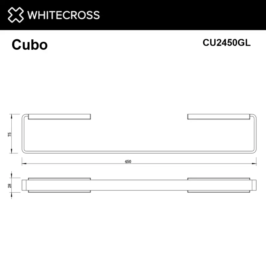 Полотенцедержатель Whitecross CUBO gold 45 см, CU2450GL, Золото глянцевое фото 2
