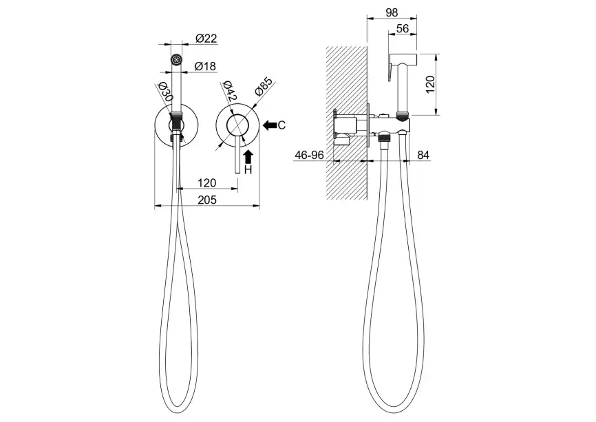 Смеситель с гигиеническим душем Aquatek Европа AQ1319BG, Золото матовое фото 2