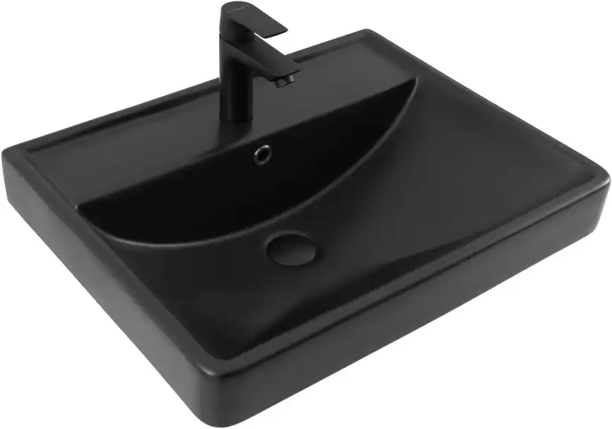 Раковина Aquanet Ирис 60 329247 прямоугольная, Черная матовая фото 1