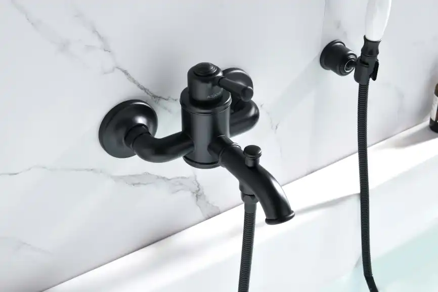 Смеситель для ванны Aquatek Классик AQ1549MB, однорычажный, с коротким изливом, Черный матовый фото 2
