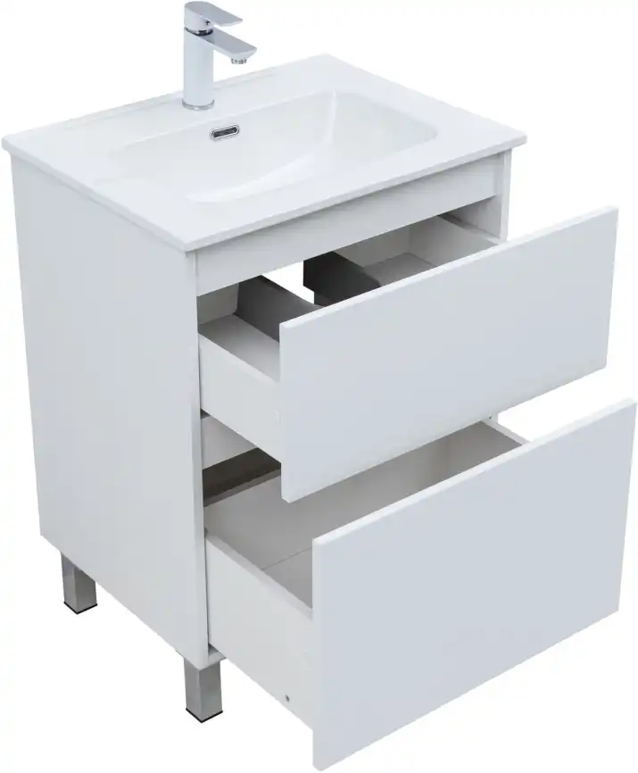 Тумба под раковину Aquanet Вега 60 напольная, белый глянец, 344121 фото 9