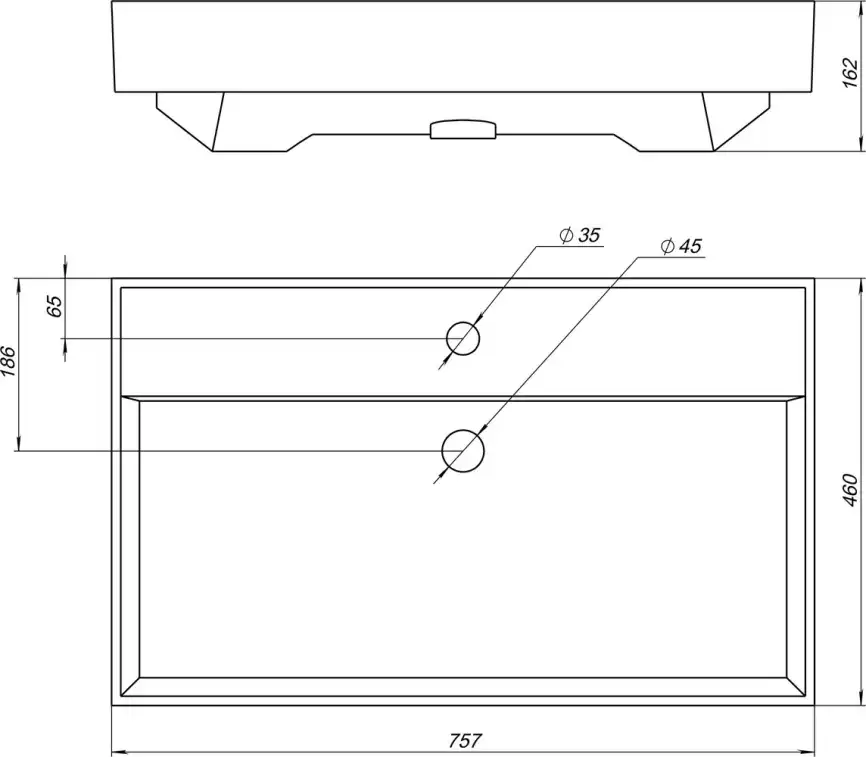 Раковина Aquanet Латина 75 242338 прямоугольная, Белая глянцевая фото 2