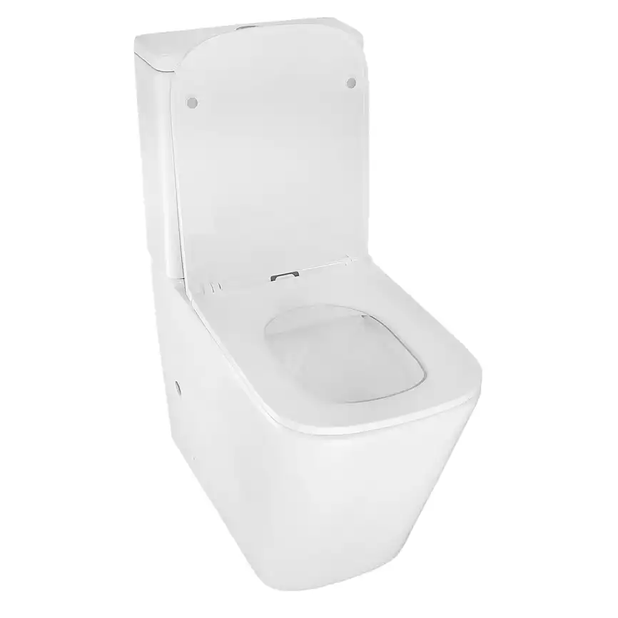 Унитаз-компакт Azario Quadro AZ-2175 напольный, безободковый, в комплекте с бачком и сиденьем микролифт, Белый глянцевый фото 3