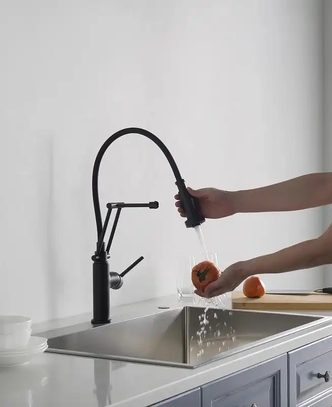 Смеситель для кухни Aquatek Европа AQ1388MB с выдвижной лейкой, Черный матовый фото 6