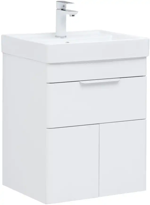 Тумба под раковину Aquanet Ирис new 50 белый глянец (1 ящик, 2 дверцы) 310147 фото 5