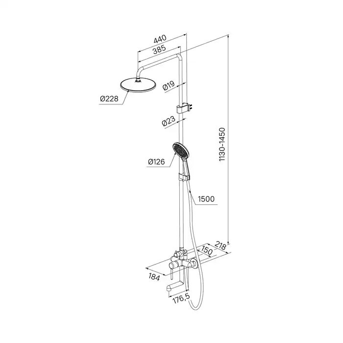 Душевая система IDDIS Aiger AIGBL3Fi06 для ванны с изливом цвет, Матовый черный фото 8
