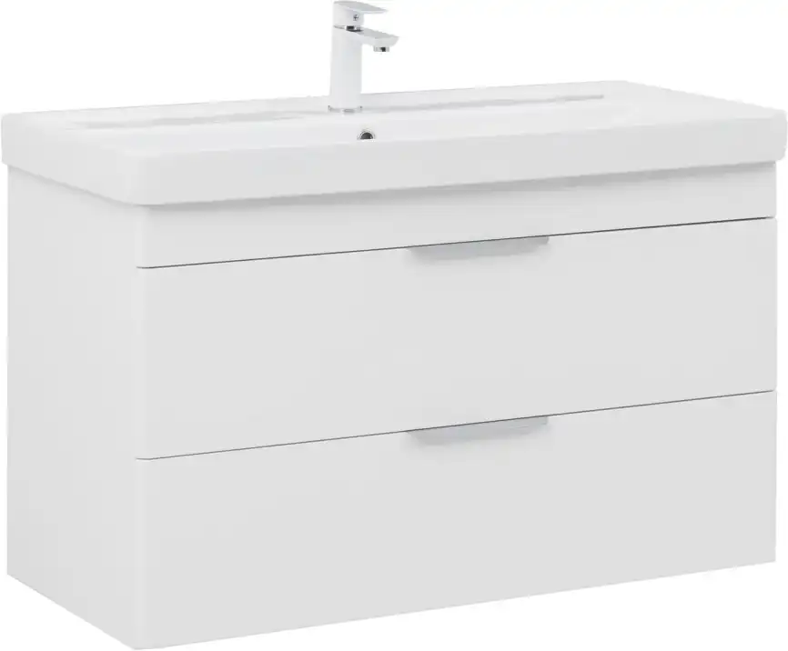 Тумба под раковину Aquanet Ирис New 100 белый глянец, подвесная, 339280 фото 1