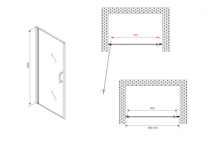 Душевая дверь Abber Sonnenstrand 90 см, AG04090, профиль Хром, стекло Прозрачное фото 4
