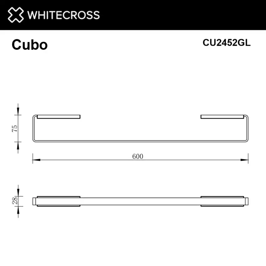 Полотенцедержатель Whitecross CUBO gold 60 см, CU2452GL, Золото глянцевое фото 2
