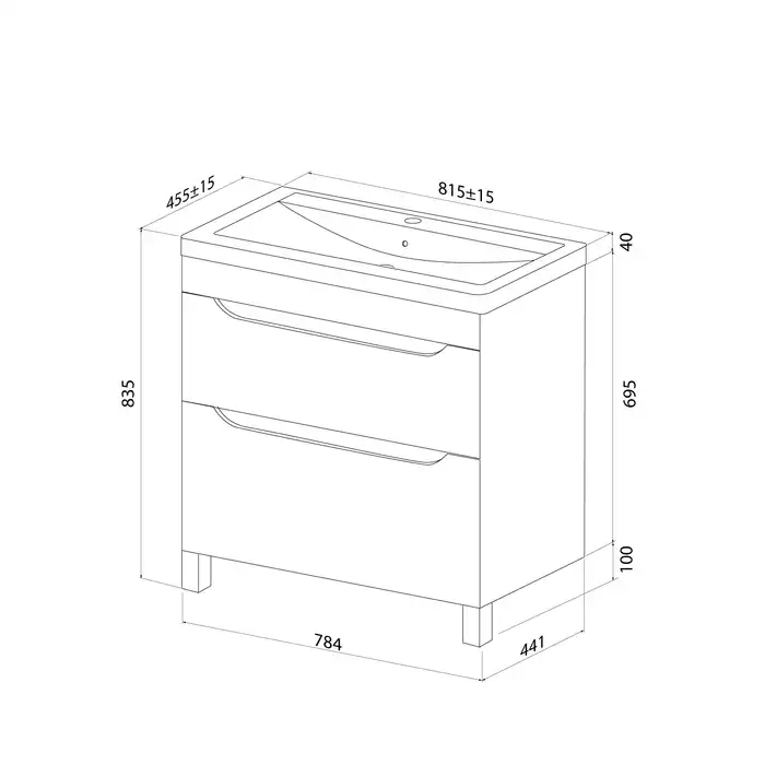 Тумба с раковиной IDDIS Ray 80, напольная, Белая, RAY80WFi95K фото 2