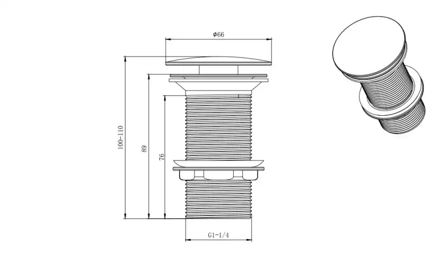 Донный клапан для раковины AQUATEK AQ6000CR, хром фото 2