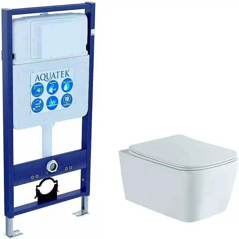 Комплект унитаза с инсталляцией Aquatek Set Aquatek Либра N cm с сиденьем Микролифт фото 1