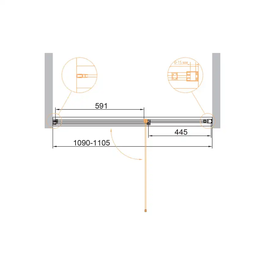 Душевая дверь Cezares URBAN 110 см, URBAN-B-12-110-C-CR, профиль Хром, стекло Прозрачное фото 2