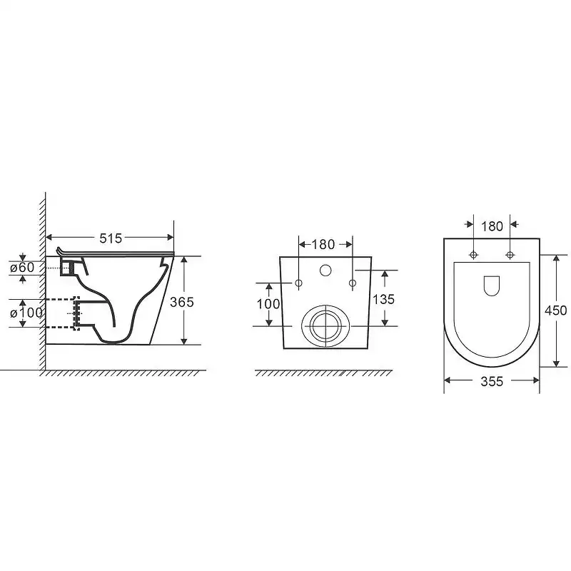 Подвесной унитаз Grossman GR-4478SQ безободковый, смыв торнадо, Белый глянцевый фото 9
