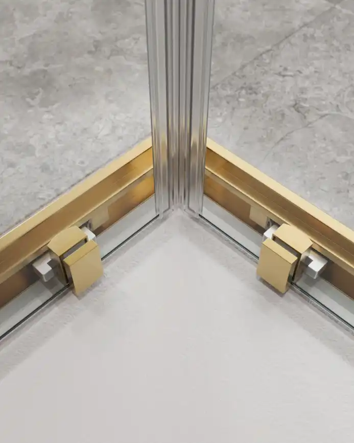 Душевой уголок CEZARES MOLVENO-A-2-100-C-BORO-IV стекло Прозрачное, профиль Брашированное золото фото 4