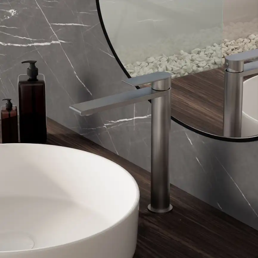 Смеситель для раковины Vincea Vogue (SS) VBF-2VS2GM однорычажный, вороненая сталь фото 1