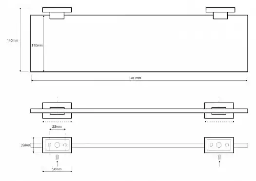 Стеклянная полка 60 см BEMETA PLAZA хром 118102042 фото 2