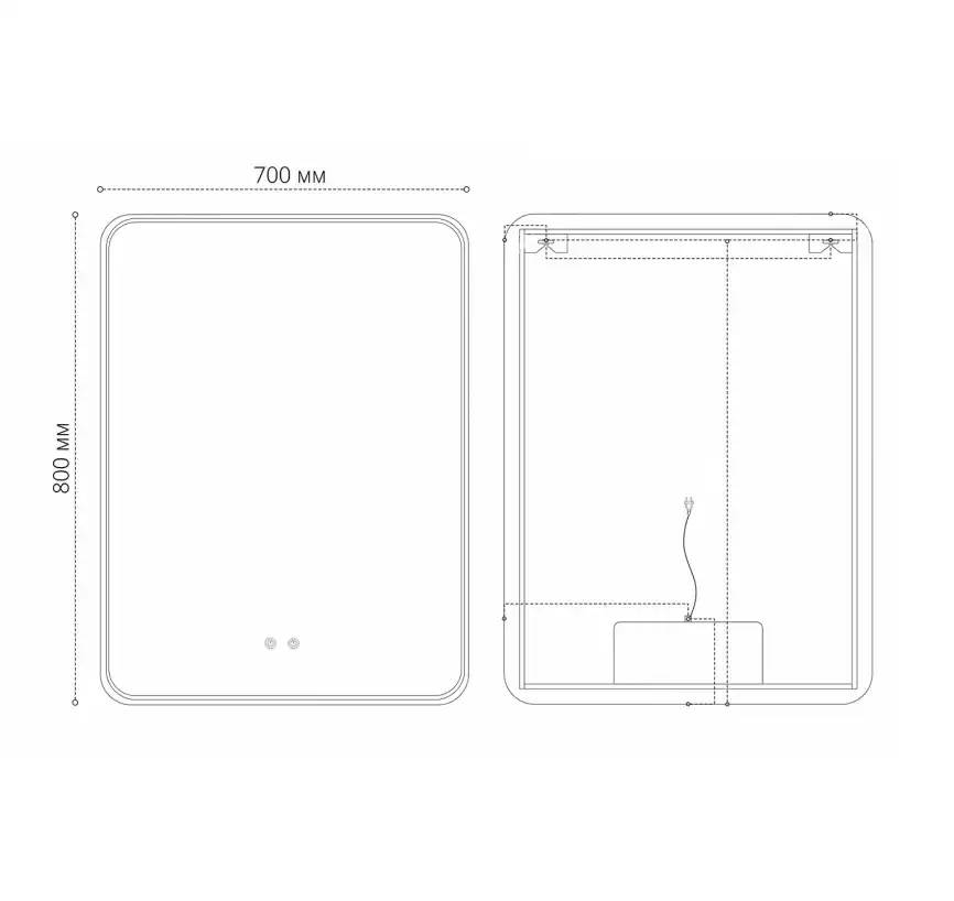 Зеркало Grossman ELEGANS-норма BLACK 70х80 1770802 с подстветкой, сенсорный выключатель, с подогревом, Черный матовый фото 4