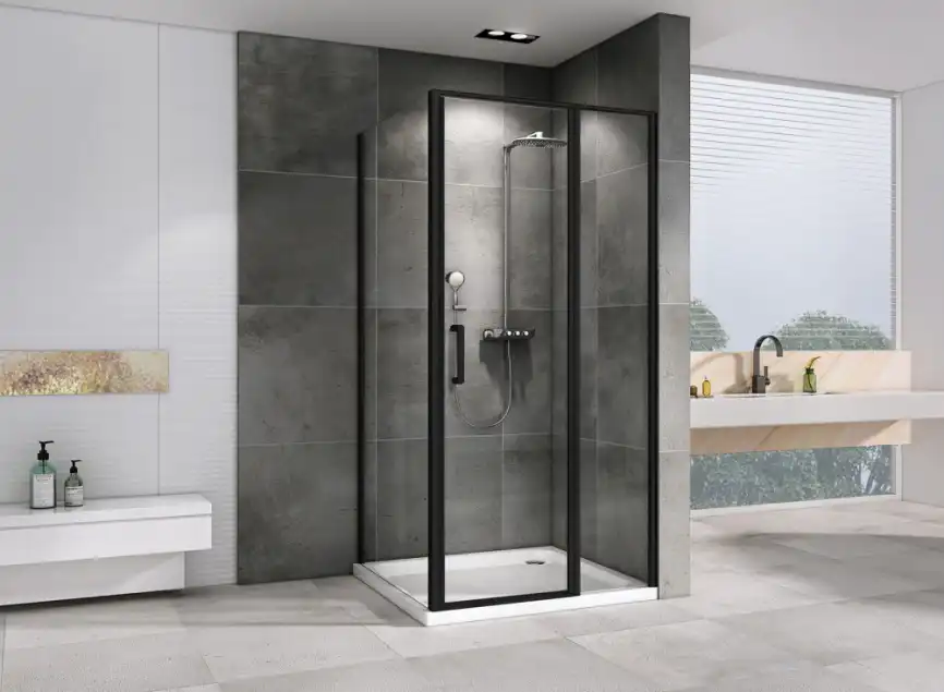 Душевой уголок ABBER Sonnenstrand 100х70 см, AG04100BS-S70B, профиль черный, стекло прозрачное фото 2