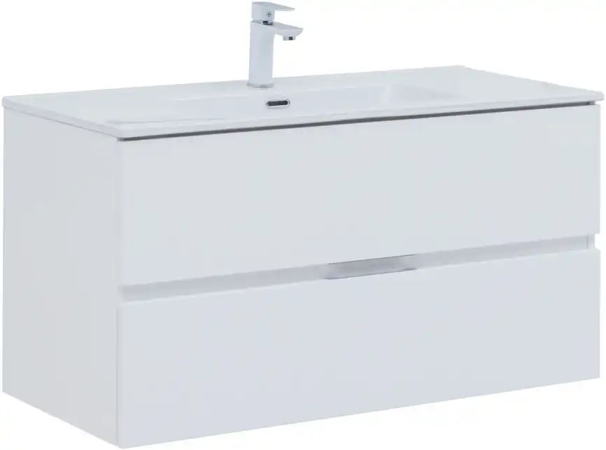 Тумба под раковину Aquanet Алвита New 100 2 ящика, белый матовый 277518 фото 1