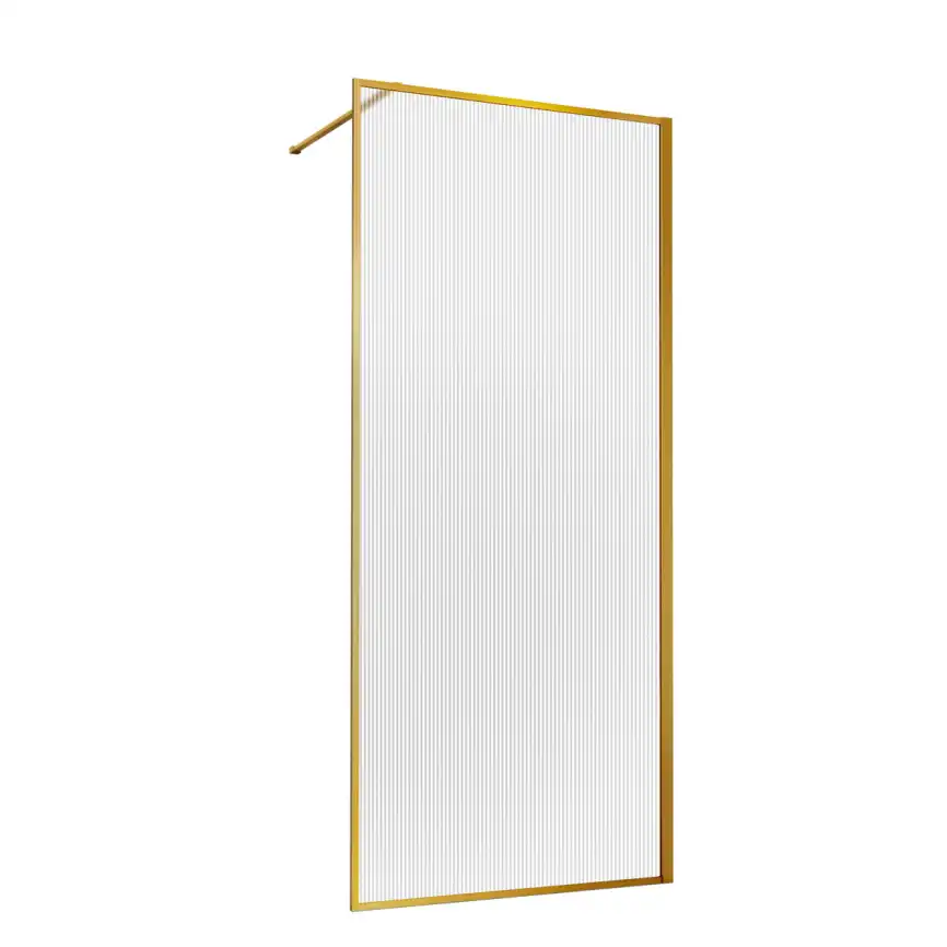 Душевая перегородка Vincea Walk in HP Art 100 VSW-1HP100FLBG, профиль брашированное золото, стекло рифленое фото 6