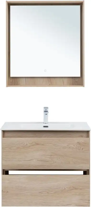 Тумба под раковину Aquanet Милан 80 дуб светлый, подвесная, 336384 фото 11