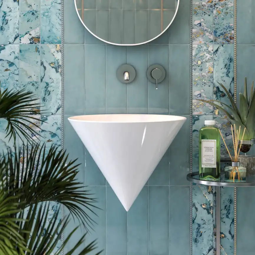 Раковина Kerama Marazzi CONO подвесная 44, белая глянцевая, CO.wb.44 фото 4