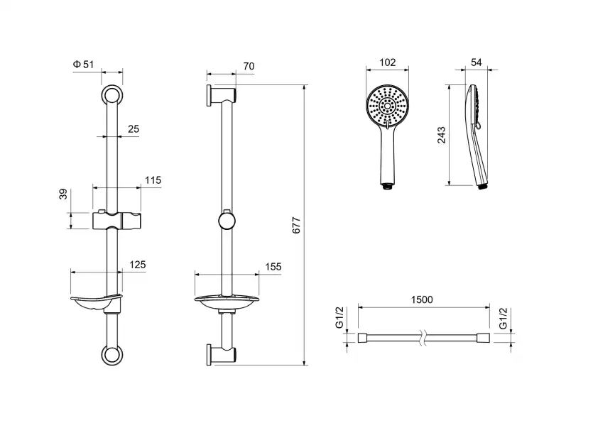 Душевой гарнитур Aquatek БЕТТА AQ2013CR, Хром фото 2