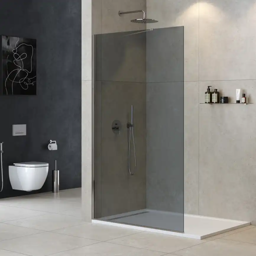 Душевая перегородка универсальная LIBERTA-L-1-TB-120-GR-Cr стекло Тонированное (графит), профиль Хром фото 1