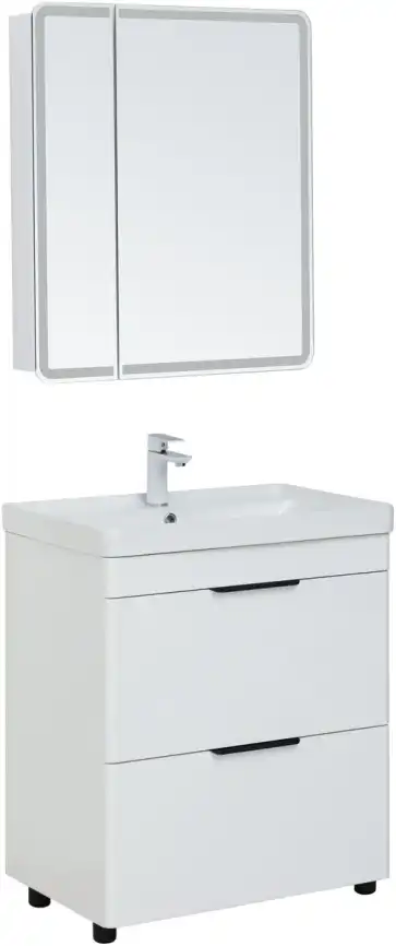 Тумба под раковину Aquanet Ирис new 70 белый глянец (2 ящика) 310153 фото 17