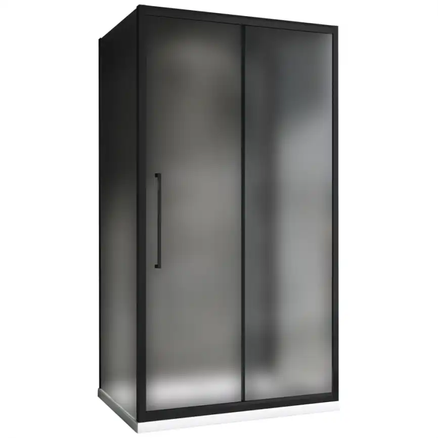 Душевой уголок ABBER Schwarzer Diamant 150х100 см, AG30150BMH-S100BM-S100BM, профиль черный, стекло матовое фото 1