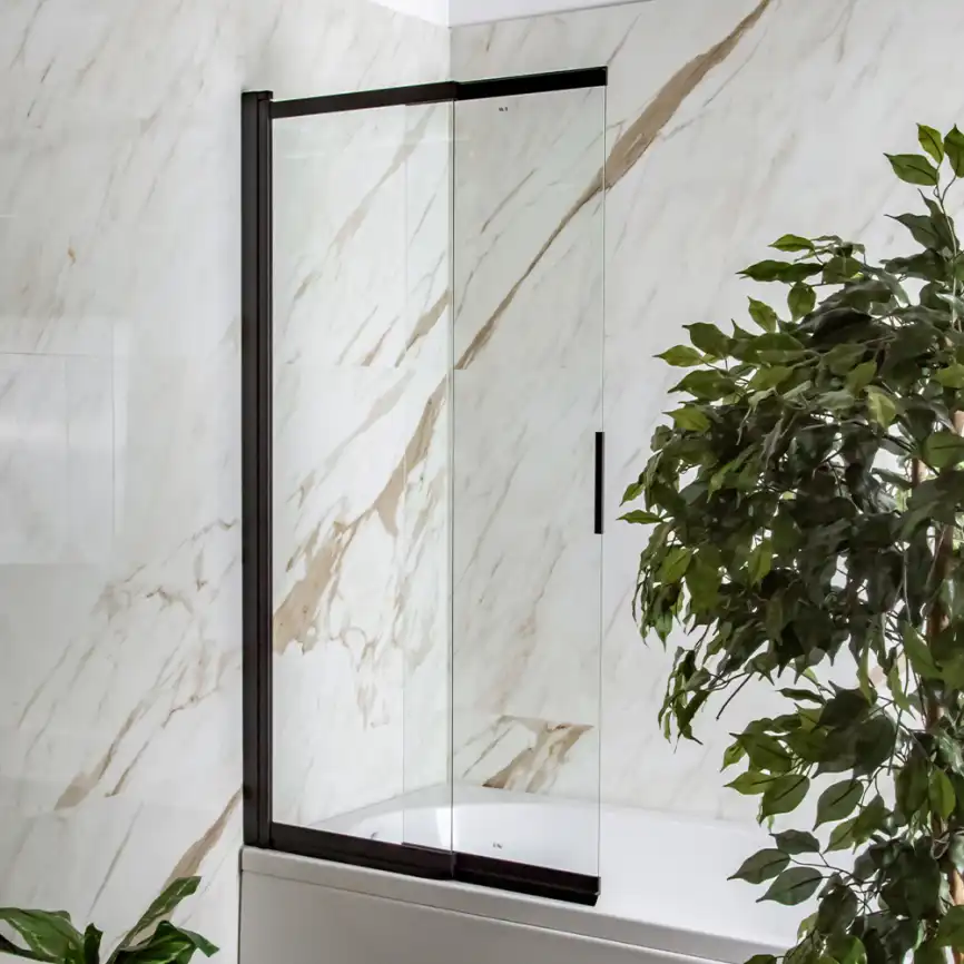 Шторка на ванну AVS Слайдер Плюс 80 профиль черный, стекло прозрачное, 803-0011-150-82-BM-T фото 2