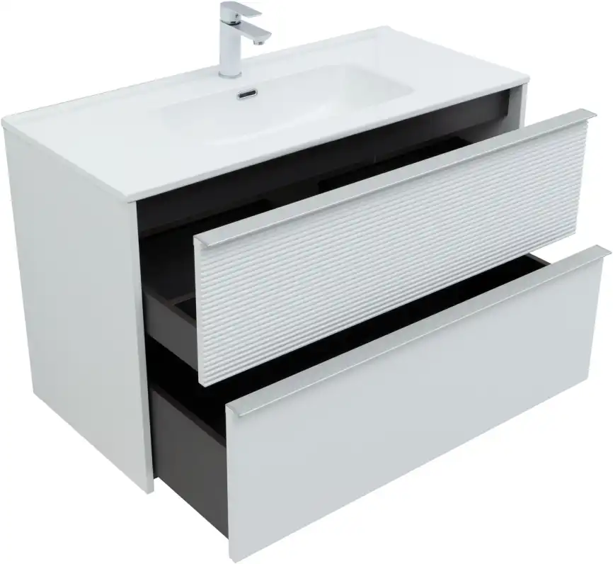 Тумба под раковину Aquanet Вита 100 белый матовый, подвесная, 330474 фото 6