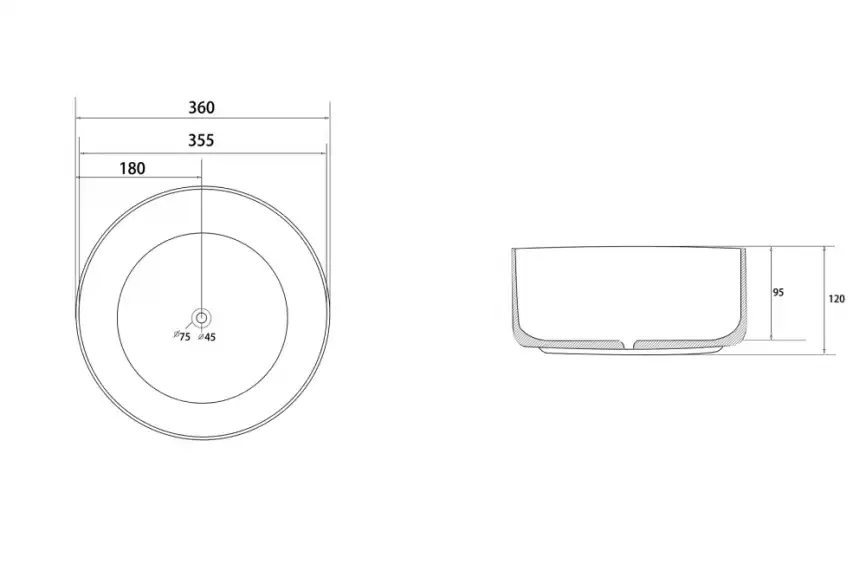 Раковина накладная ABBER BEQUEM 36х36х12 AC2108MBB, круглая, бежевая матовая фото 4