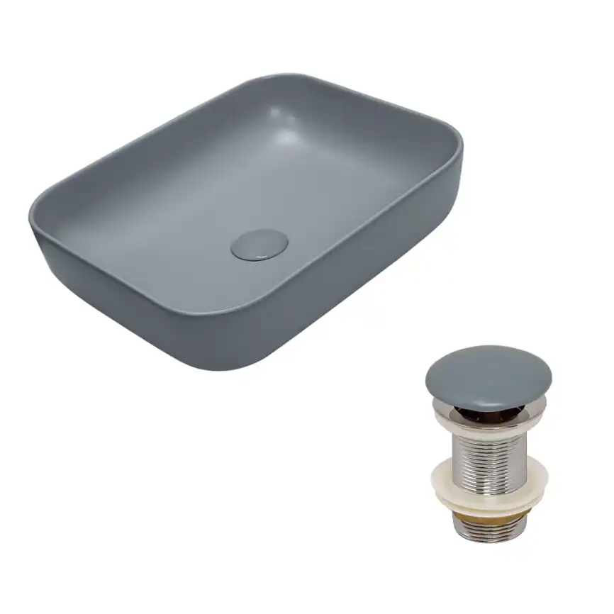 Раковина AVS Розали 50x39 голубая матовая с донным клапаном фото 1