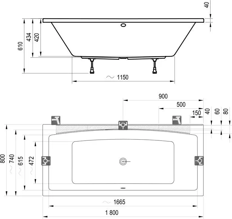 Акриловая ванна Ravak FORMY 02 180х80 C891000000 прямоугольная, Белая фото 2